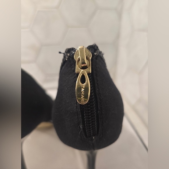 TAHARI Woman’s Peep Toe Heels ‘Loretta’ Black Size 8 Zipper Backs 4 Inch Heel - Picture 4 of 8